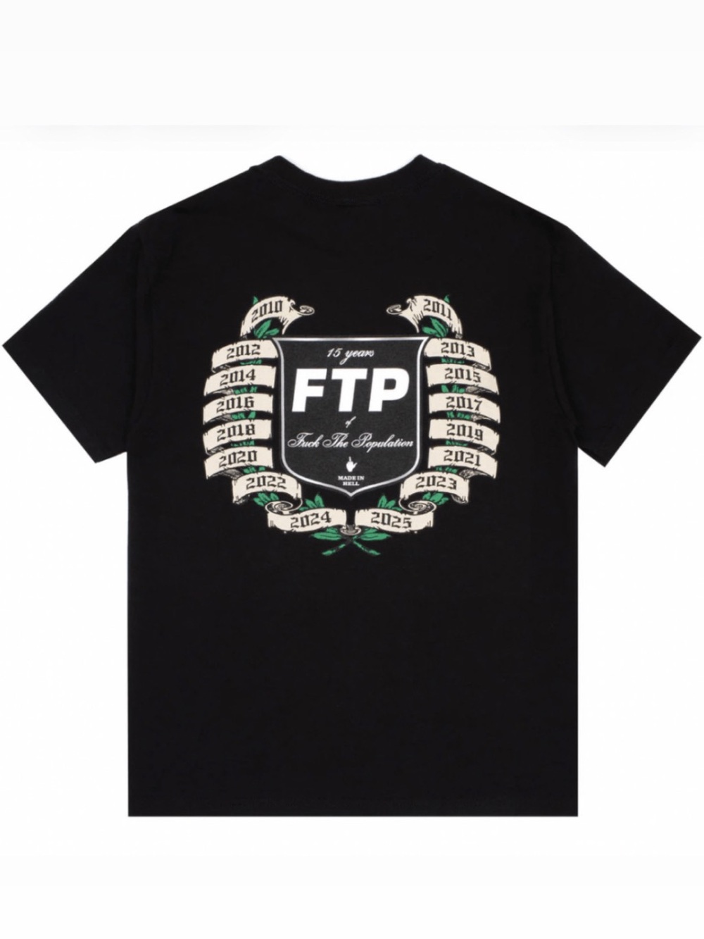 FTP F*ckThePopulation 15 Year Anniversary Graphic Logo T-Shirt Mens Size Medium
